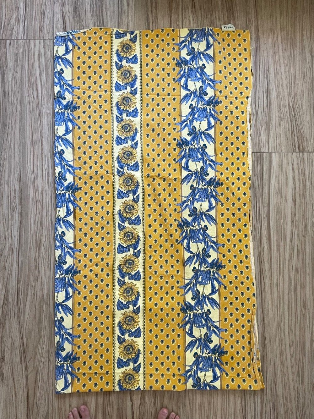 Vent Du Sud Large Cotton Tablecloth French Country Sunflower Blue Yellow 54"x92"
